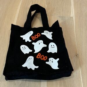 Halloween Ghost Tote Bag - Black with White & Orange Ghosts